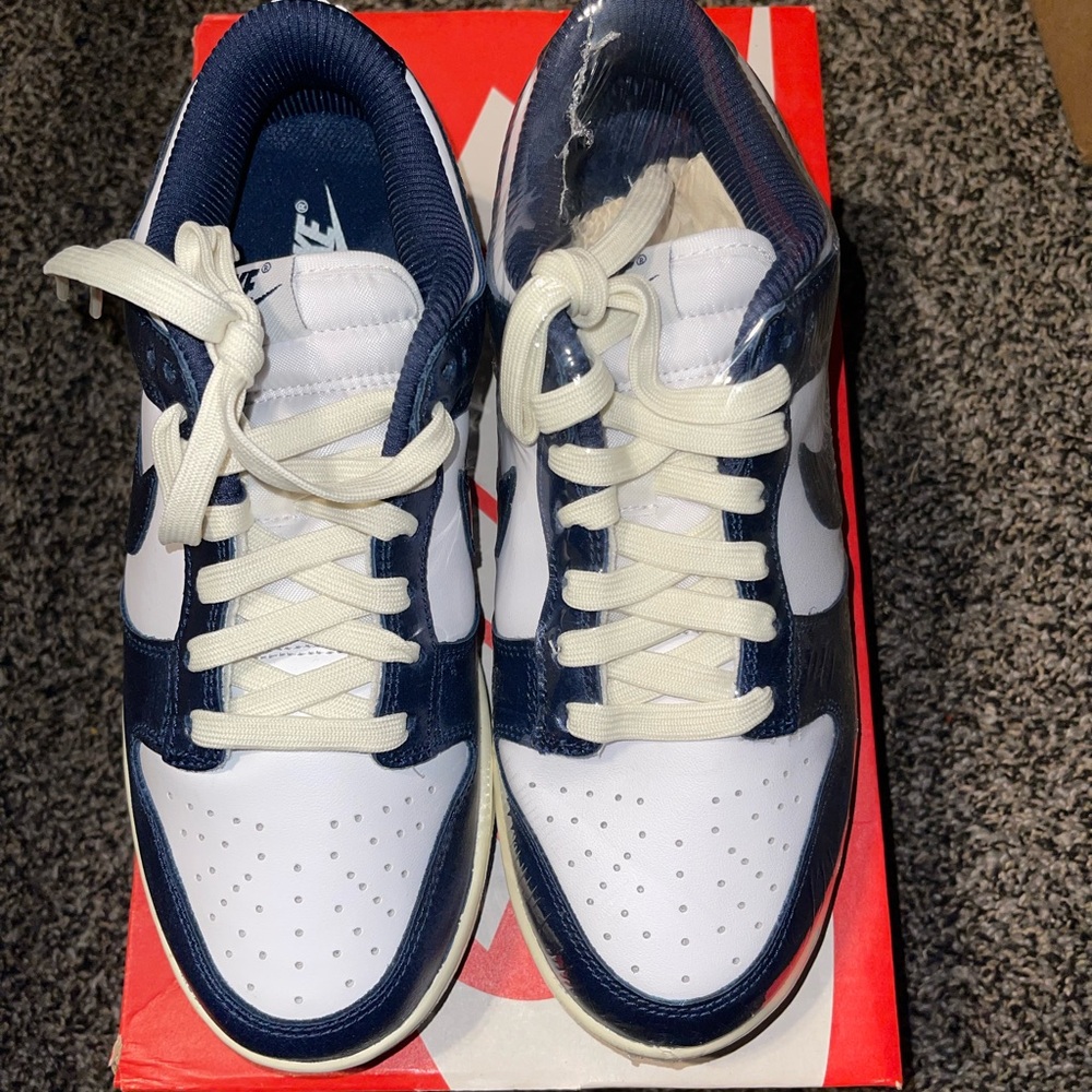 Nike White and Dark Blue Athletic Shoes